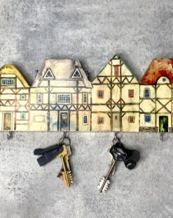 ключница открытая домики на 4 крючка