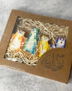 ключница из дерева акварельные коты