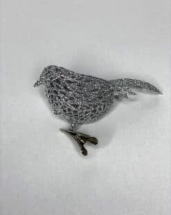 серебрянная птичка на прищепке