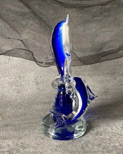 дельфины из стекла пара синий, белый