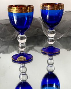 богемское стекло синее с золотом