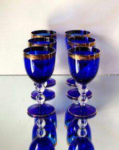 синие с золотом бокалы рюмки винтаж