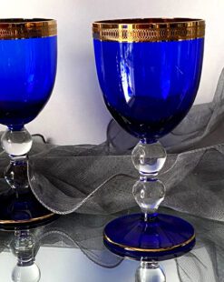 бокалы для вина синие винтаж