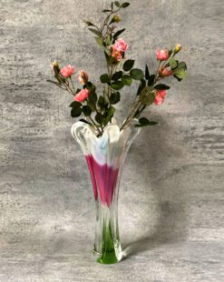 Ваза стеклянная Крокус Pink green, Чехословакия, Богемия, винтаж