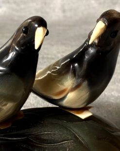 Фактура натурального рога на статуэтке птиц, кабинетный декор, антиквариат.